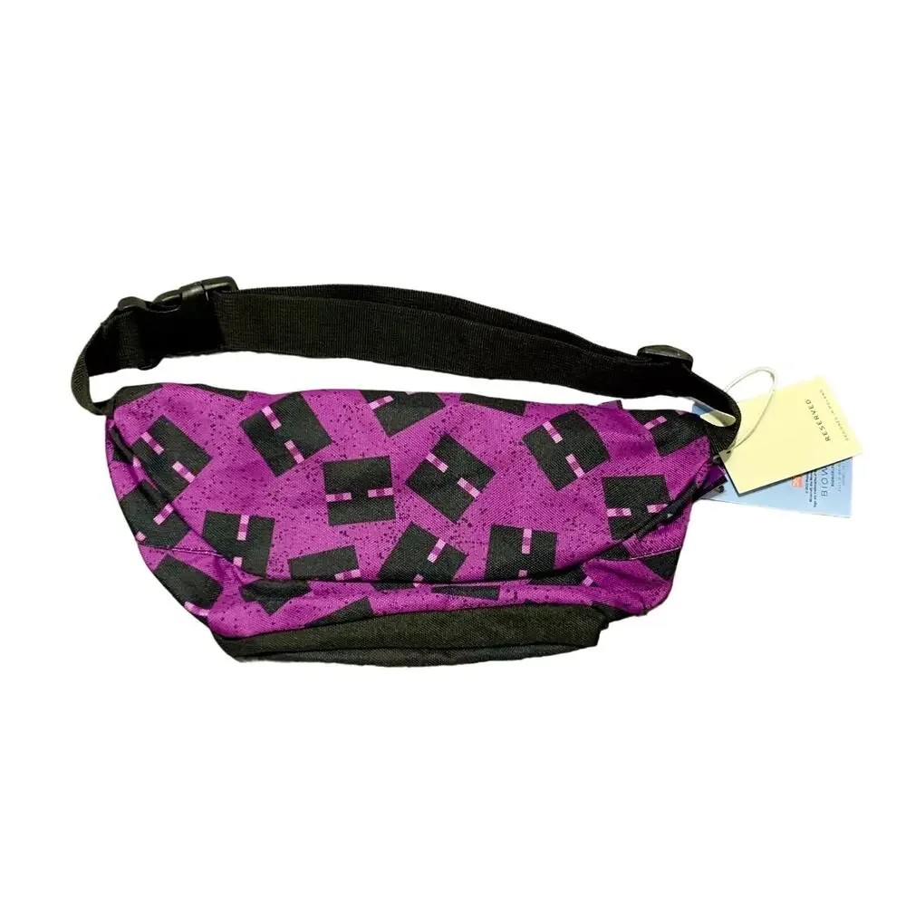 MINECRAFT Double Zip Fanny Pack Belt Bag Purple Black RARE
